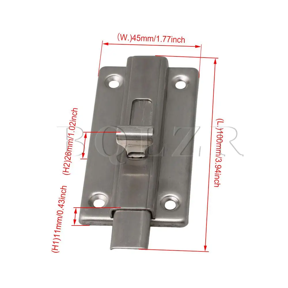 BQLZR 4 Inch Stainless Steel Door Latch Sliding Lock Quick Screw Installation