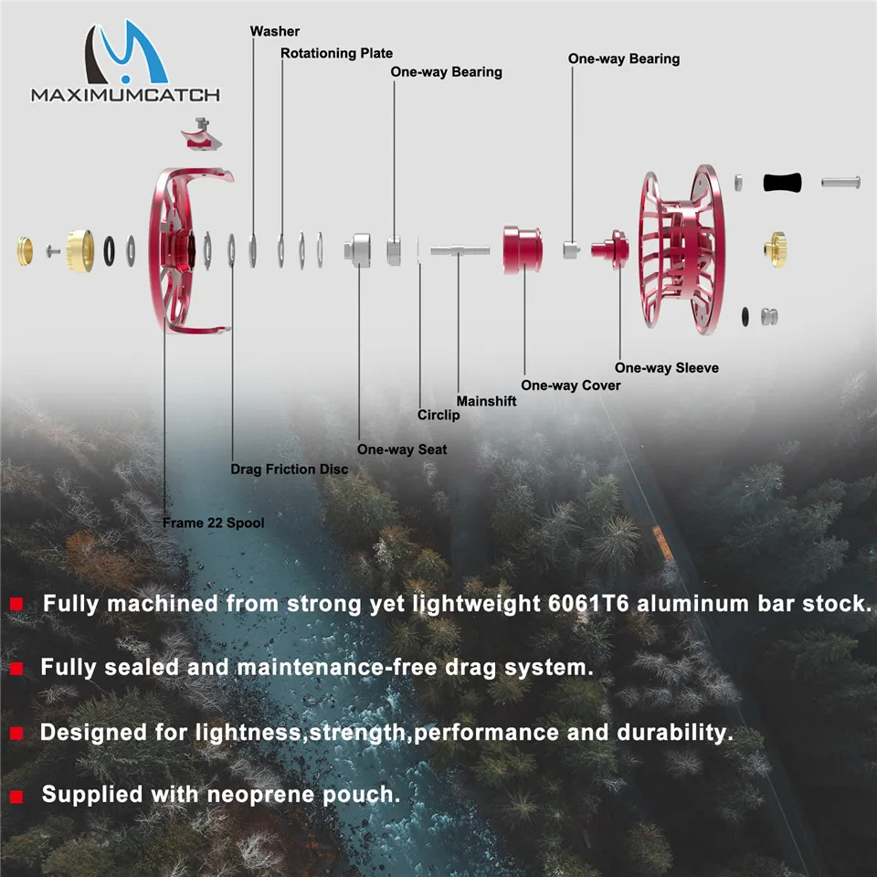 Maximumcatch Dunn 2-7wt Fully Sealed Waterproof Fly Fishing Reel Ultralite  MAXSDS CNC Machined Fly Reel