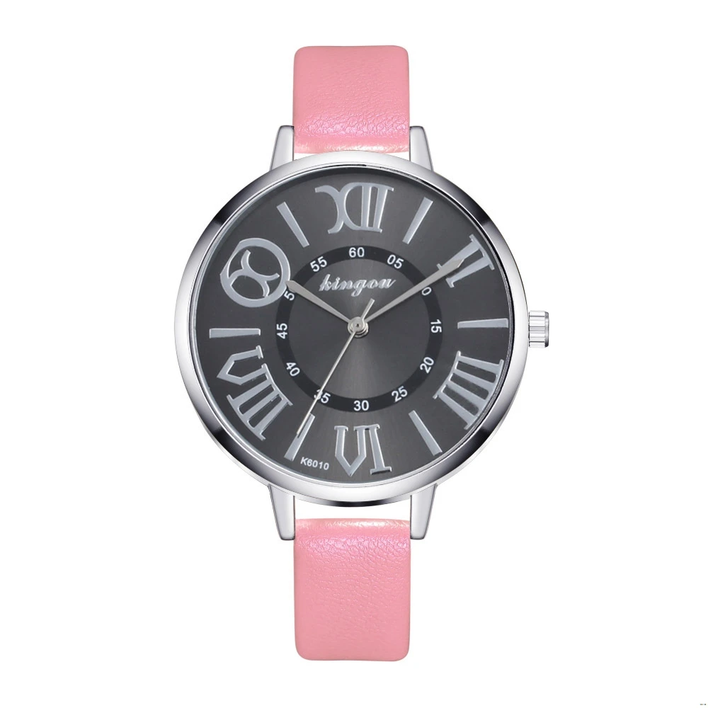 Деловые женские кварцевые часы для девушек с розовым кожаным тонким ремешком