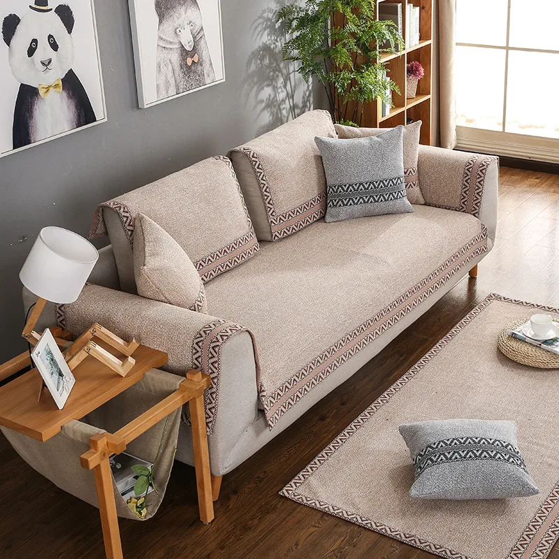 Сплошной цвет диван покрытие Коврик Противоскользящая плотная ткань угловой диван полотенце диванная подушка CX532