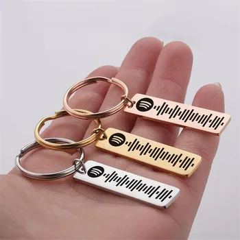 

Custom Music Spotify Scan Code Keychain For Women Men Personalized Laser Engraved Song Code Keyring Christmas Jewelry gift