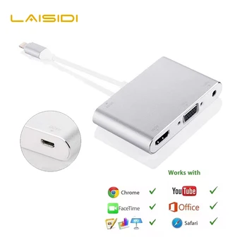 

Lightning Digital AV Adapter HDMI VGA Multi Port Cell Phones Screen Mirroring Converter PL1068 for iOS to TV Monitor Projector