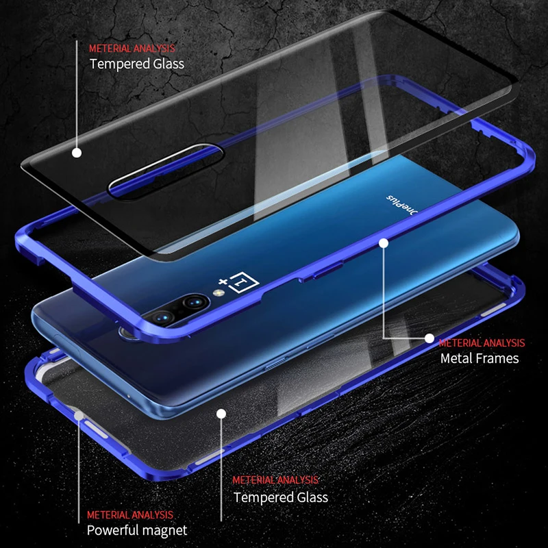 2-й металлический флип-чехол для телефона Oneplus 6 6T магнитное поглощение Передняя Задняя сторона двойное закаленное стекло 360 крышка Oneplus6T One Plus 6T