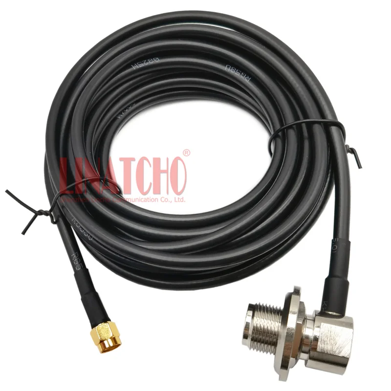5 Meters 16FT Car Antenna RG58U Cable SMA Male to N Female Right Angle Jack