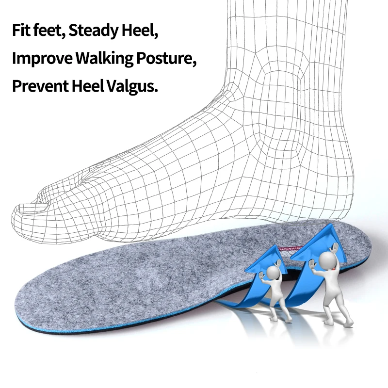 Flat Feet Orthopedic Insoles Arch Support Orthotics Winter Warm Heated Wool Shoe Inserts For Plantar Fasciitis Relieve Foot Pain