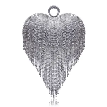 

New Style Women Tassel Bag Exquisite Peach Heart Banquet Evening Dress Luxury Ladies Hand Hold Banquet Bag a5820