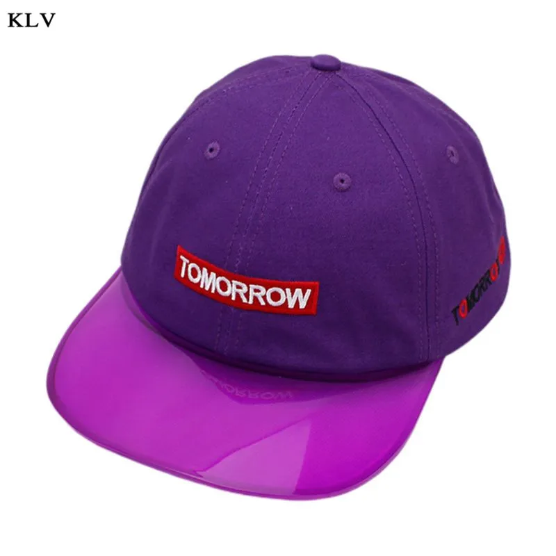 Purple Унисекс, летняя бейсболка в Корейском стиле, с вышивкой в виде улыбающегося лица, с прозрачными полями, хип-хоп бейсболка с козырьком, Регулируемая Кепка - Цвет: Purple