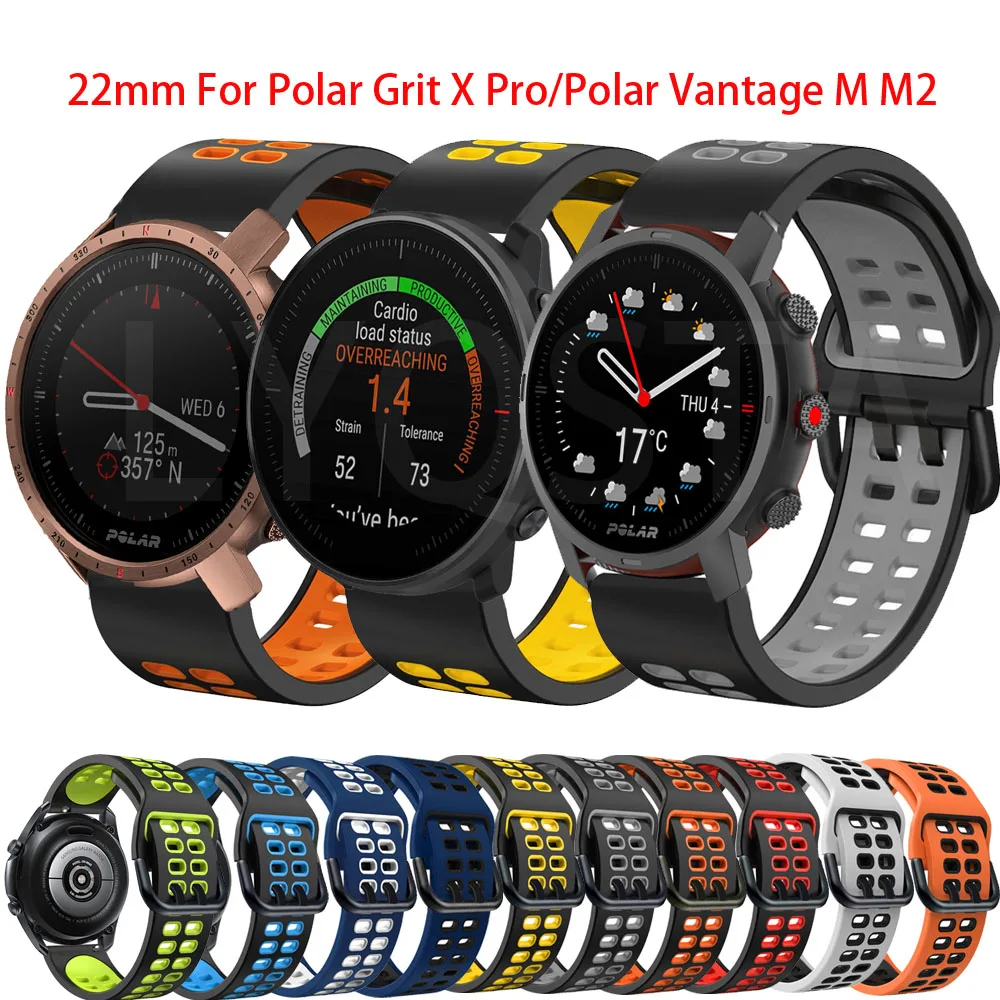 Cinturino In Silicone 22Mm Watchtbands Per Polar Grit X/Grit X Pro/Polar Vantage M/Polar Vantage M2 Bracciale Da Polso Installa Rapidamente