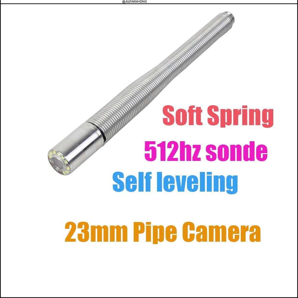 23mm Self Leveling Pipe Camera Head Replacement 512hz Transmitter Sonde Drain Sewer Video Camera LED Lights Soft Spring Flexible