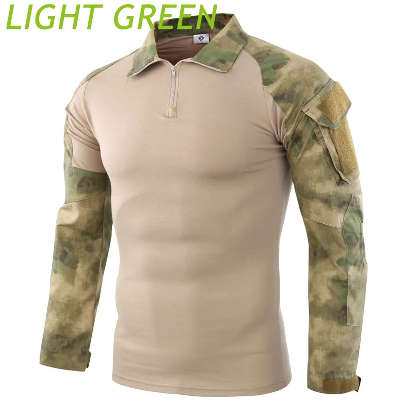 fx green Уличные осенние зимние мужские походные футболки камуфляжные тактические боевые разноцветные футболки походные треккинговые теплые ветрозащитные футболки - Цвет: fx green