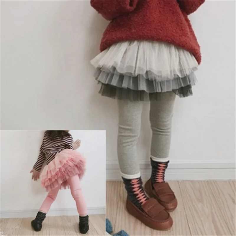 CYSINCOS, г., Осенние леггинсы для девочек юбка-брюки, многослойная юбка-пачка из пряжи с градиентом весенние леггинсы для малышей детская юбка для девочек, штаны для детей