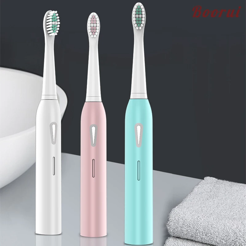 

Boorui Sonic Electric Toothbrush Adult Brush 6 Mode USB Charger Rechargeable Tooth Brushes Replacement Heads with travel box