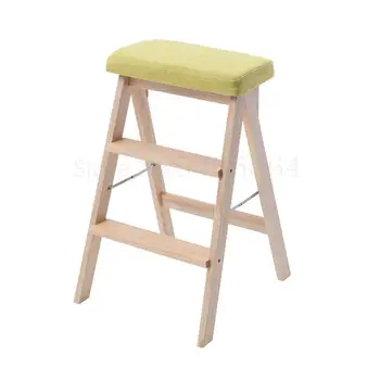 

Solid Wood Folding Stool Household Folding Chair Space-saving Indoor Multifunctional Ladder Chair Dual-use Climbing Stair Stool
