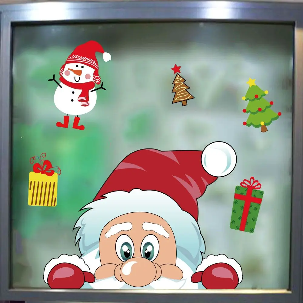 1Pc PVC Waterproof Christmas Decor Sticker Removable Xmas Wall Stickers Static Paste Window Room Beautify Accessories | Дом и сад