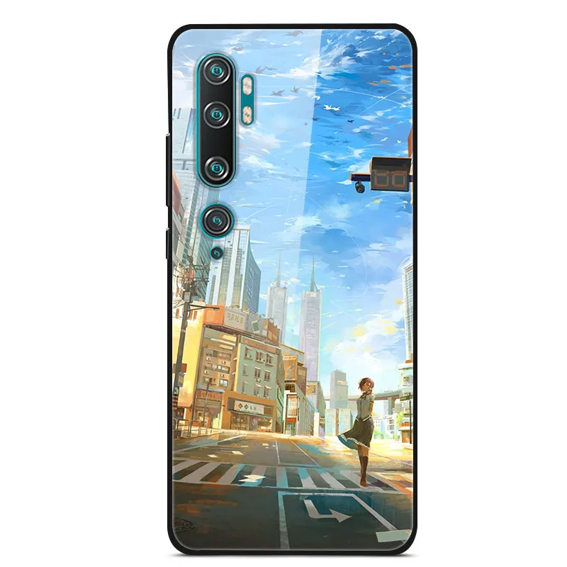 Закаленное стекло чехол для Xiaomi mi Note 10 Pro чехол цветной Жесткий PC задняя крышка для Xiaomi mi Note 10 чехол mi Note10 бампер