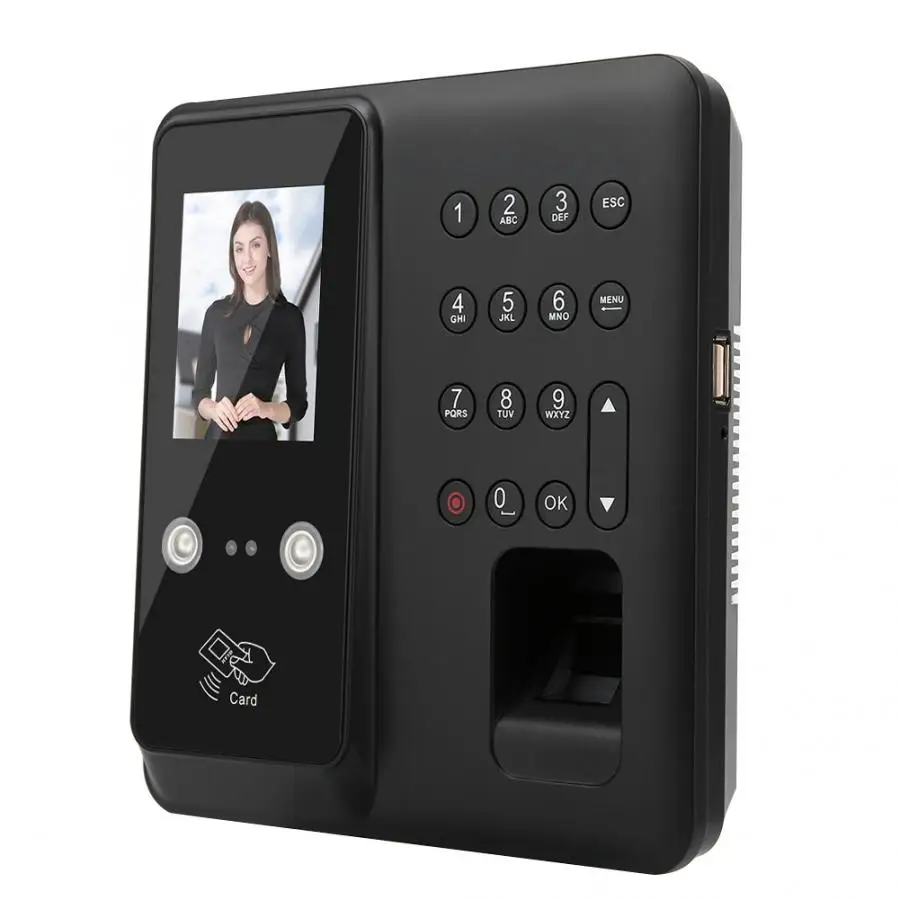 2.8in TFT TCP/IP 125KHZ Facial Fingerprint Access Control RFID Card Password Time Attendance Machine 100-240V