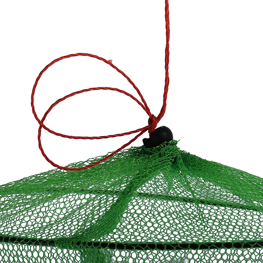 Handheld Foldable 2 Layer Fishing Net Green Soft Nylon Crab Crayfish Fishing Keep Net