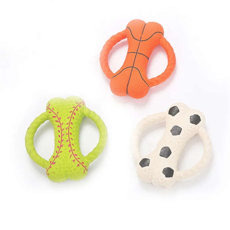 New Latex Dog Toy Bone Flying Disk Pet Chew Sound Toy Interactive Puller Bite Toys Resistant Molar Training Toy