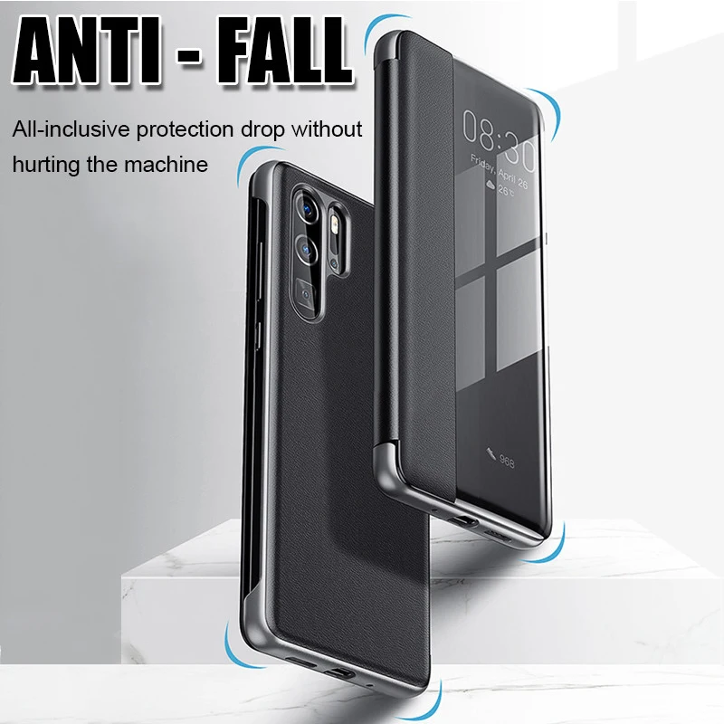 Умный оконный чехол для huawei P30 Pro P20 Lite Light P10 Plus откидной Чехол, кожаный чехол бампер для mate 20 Pro 10 Lite Lait Case