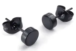 Ювелирные мужские серьги, круглые серьги-гвоздики, 2 шт (1 пара), нержавеющая сталь, черный