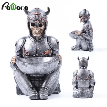 

Jewelry Storage Box Viking Skull Statue Keys Rack Knight Helmet Desk Decor Resin Organizer Party Decoration Display Stand