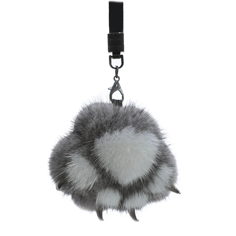 

Genuine mink fur cat claw doll pendant fur bear palm car key chain cute claw bag pendant creative gift