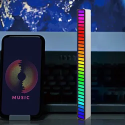 Luz rgb ativada por voz com controle de som, iluminação rgb rítmica ambiente para decoração de carro e casa, com 32 leds, 18 cores, novo, 2021