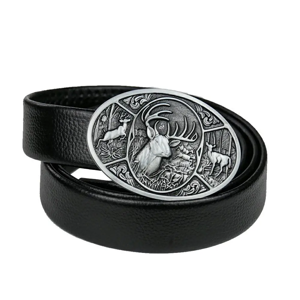 

Fashion Cool Belt Buckle Nordic Elk Reindeer Belt Buckle Animal Buckle Belt Reindeer Genuine Leather Belt for Men Belt Accessory