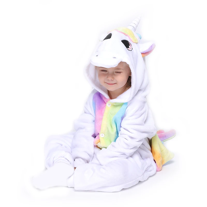 Красочные Единорог дети кигурумис Onesie детские пижамы Домашняя одежда фланелевые пуговицы одежда для мальчиков и девочек Fuuny вечерние комбинезоны - Цвет: Colorful Unicorn