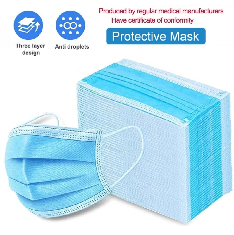 

200 Pcs N95 KN95 FFP3 Mask Disposable PM2.5 Anti Pollution Mask Dust Mask Mouth Muffle Allergy Asthma Travel 3-layer Non Woven