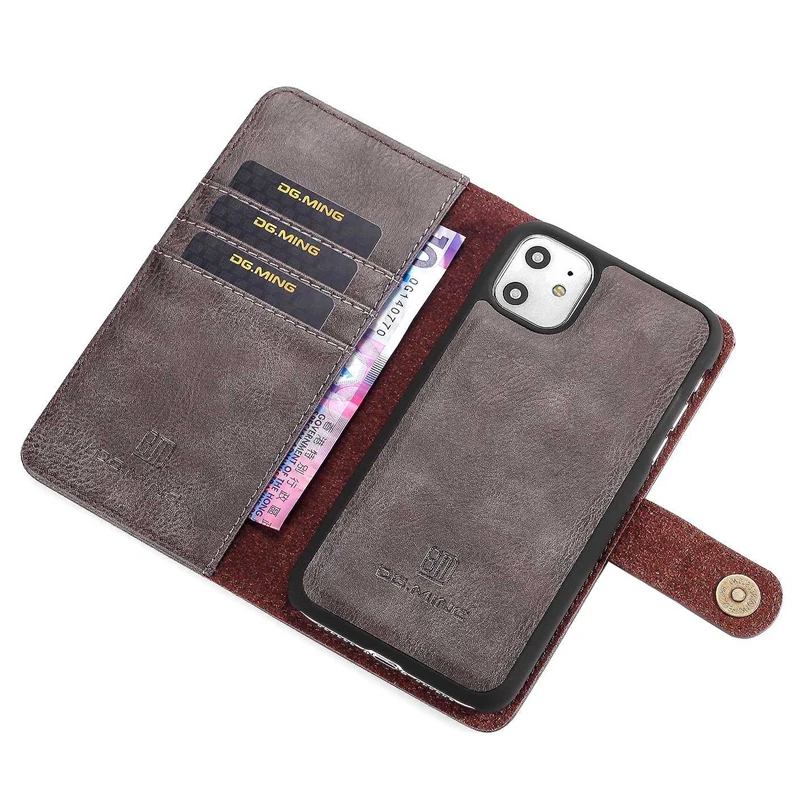 Для IPhone задняя крышка PU кошелек кожаный чехол Слот для кредитных карт Coque держатель-серый