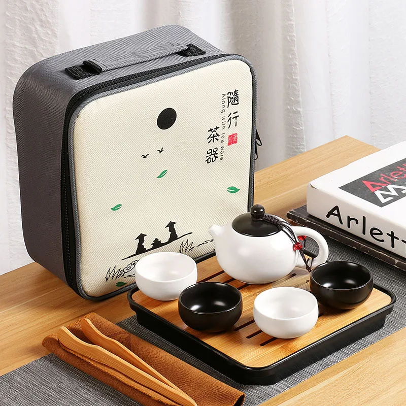 

Teaset Gaiwan Portable Tea set include 1 Teapot 4 Teacups Beautiful and easy teapot kettle,Chinese Travel Ceramic Portable