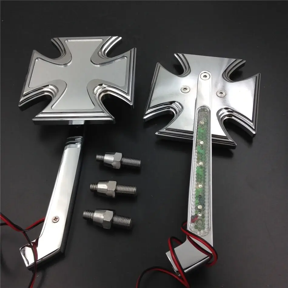 

CHROME Motorcycle LED Turn Signal Maltese Cross Mirrors for Suzuki Hayabusa 1999 2000 2001 2002 2003 2004-2007