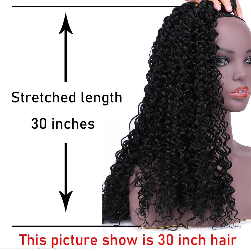 pure color stretched length 14-30 inches afro Kinky curly hair weave black Brown golden Synthetic hair Extension