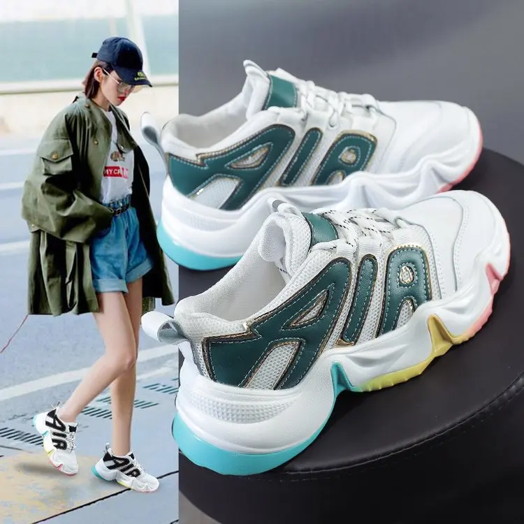 New Women's Casual Fashion All-match Lace-up Large Wavy Platform Bottom ...