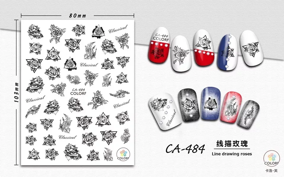 Новинка CA sereis CA-481 Роза бабочка 3d наклейки для ногтей штамповка экспорт из Японии Дизайн Стразы украшения