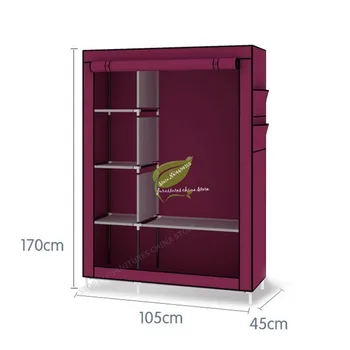 

Multifunction Wardrobe Storage /fabric Cloth Cabinet 13MM Steel Pipe Furniture Zipper Metal Folded Assembly Simple and Easy