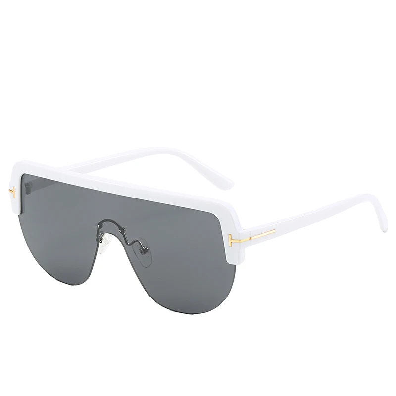 Oversized Women Sunglasses Brand Designer Large Plastic Half-Frame Cool Unisex Eyewear UV400 Gafas De Sol Mujer 9625 - Цвет линз: White Black