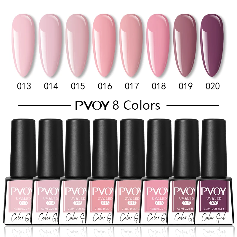PVOY 7.3ML 6/8/10/12 Pcs/Set Nail Gel Polish Nude Glitter Series Holographics Art Lak Semi Permanent Base Top Coat Soak Off | Красота и