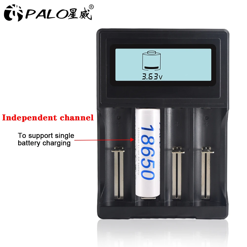 PALO ЖК-дисплей дисплей smart 18650 Зарядное устройство для 3,7 в 18650 18350 18500 16340 17500 25500 10440 14500 26650 литиевая батарея Зарядное устройство