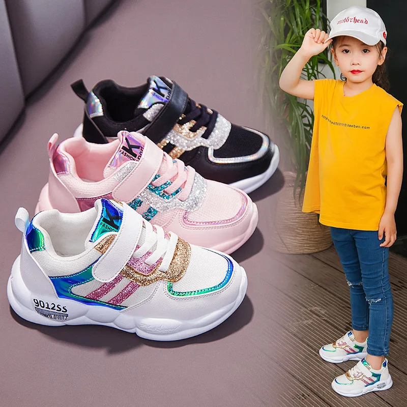 Удобные детские кроссовки для девочек; размер 26-37; модная повседневная спортивная обувь для мальчиков и девочек; детская обувь для бега; дышащие кроссовки для детей