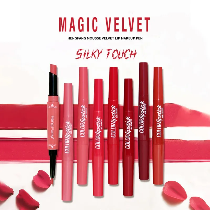 Double Lipstick Lip Liner Set Long-lasting Waterproof Smudge-proof Colorfast Easy To Color Lipstick Kit