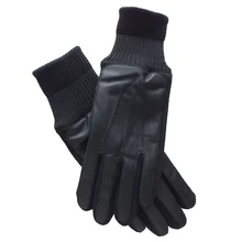 Мужские перчатки из искусственной кожи, зимние перчатки с сенсорным экраном, модные теплые черные перчатки для вождения, полный палец, варежки, высокое качество