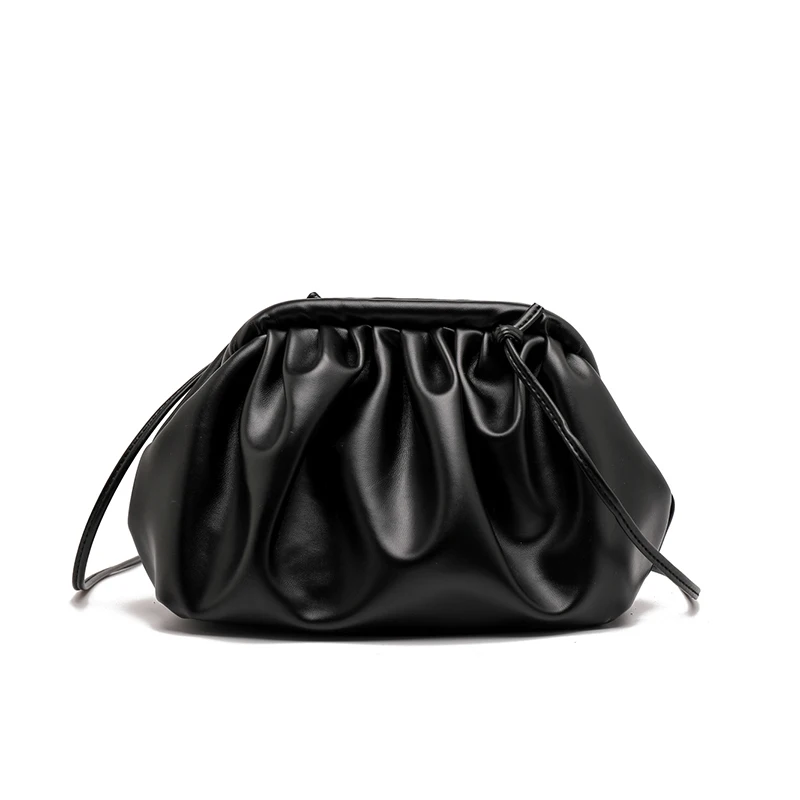 Плиссированные сумки на одно плечо с диагональными пельменями, клатч, кошелек, повседневные модные сумки через плечо, женские сумки - Цвет: Black