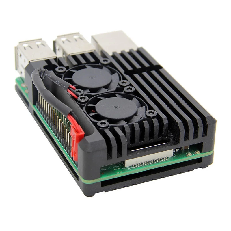 Для Raspberry Pi 3B корпус из алюминиевого сплава, для Raspberry Pi металлический корпус с двойным вентилятором, для Raspberry Pi 3 Model B+(Plus)/3B