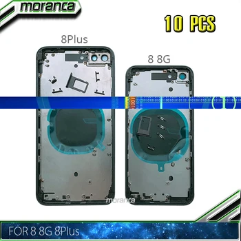 

10Pcs Back Cover for iPhone 8 8G Plus 8Plus Back Housing Battery Door Middle Frame Chassis with Buttons Tray White Black Red