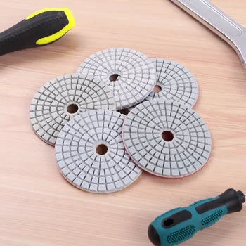 

5Pcs Diamond Powder Polishing Pads Durable Color Coded Hook and Loop Backers Wet Dry Polished Grinding Discs for Granite Marble
