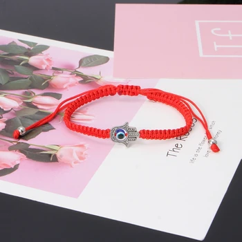 

Lucky Kabbalah Red String Hamsa Bracelets Blue Evil Eye Fatima Hand Jewelry D5BF