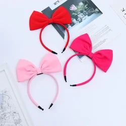Oaoleer Red Bow Hairband Children's Hair Accessories Girls Solid Side Big Bowknot Hairband Fabric Bow Tie Net Red Hair Band