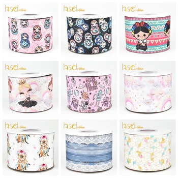 

HSDCraft 22MM 25MM 38MM 50MM 75mm 3inch doll Series HT on Grosgrain Ribbon for hair bow